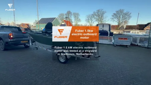 Fuber 1.5 kW electric outboard motor in Giethoorn, Netherlands.